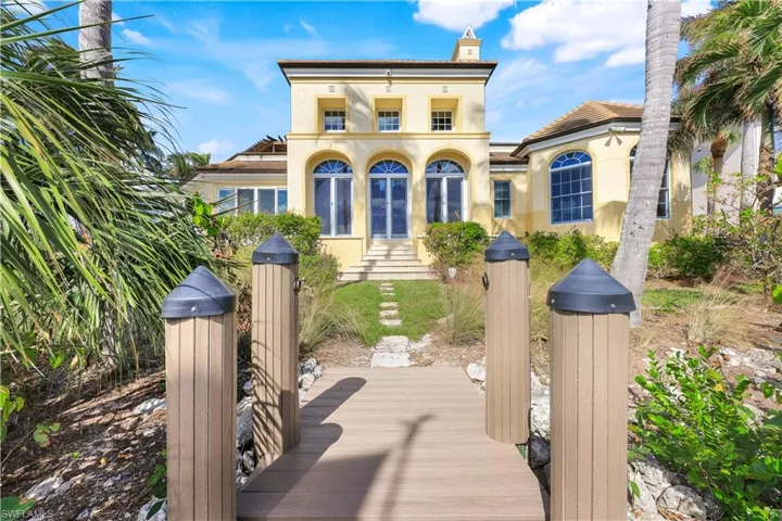 View of formal living room entry from the boat dock.