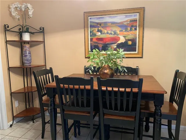 View of tiled dining area