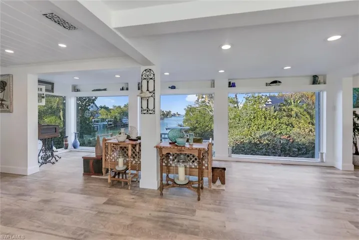 Dining room featuring recessed lighting and light wood-type flooring