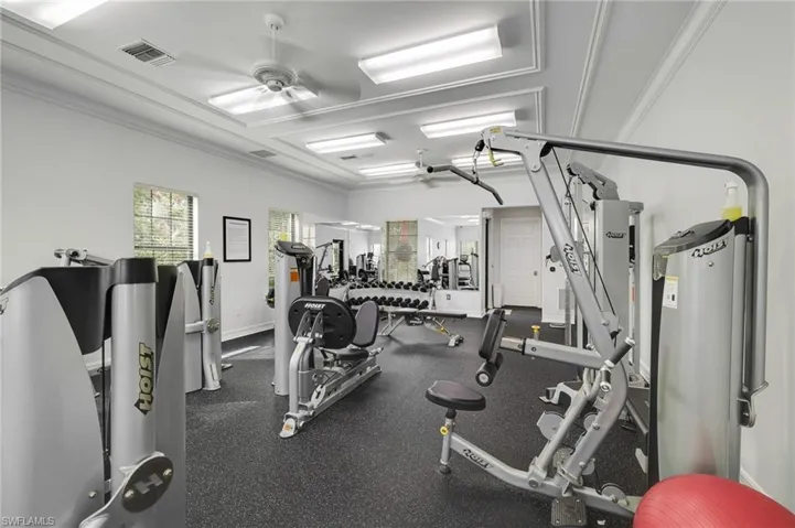 The community fitness center, offering modern equipment for residents.