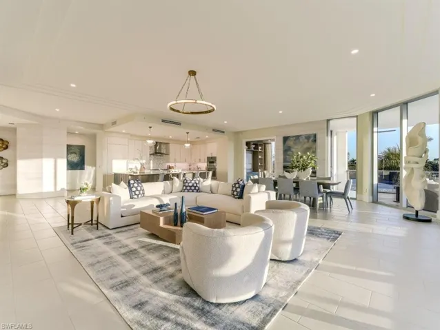 Living area with floor to ceiling windows