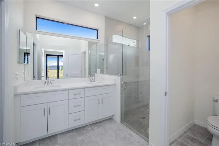 Well designed primary bathroom