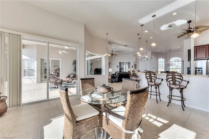 View of tiled dining space