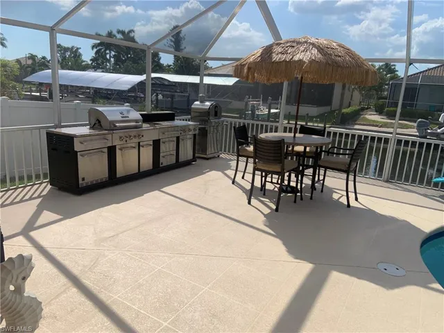 This outdoor kitchen is stores in garage