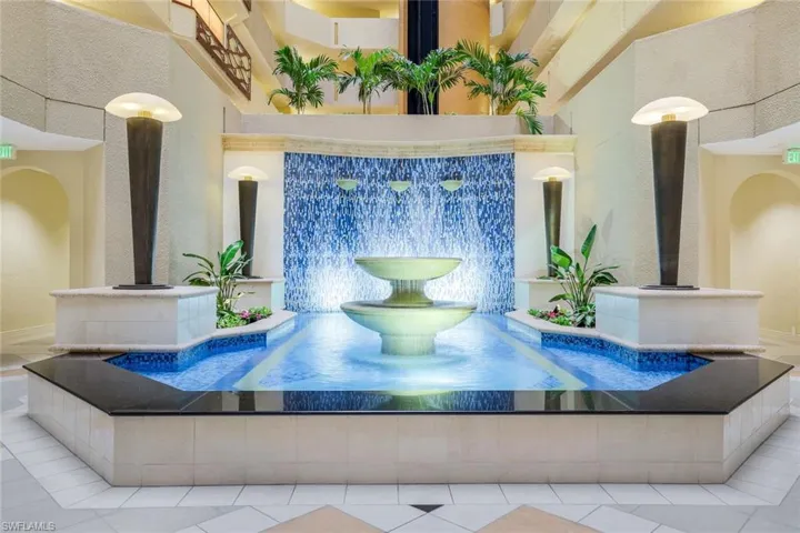 View of Atrium with fountain.