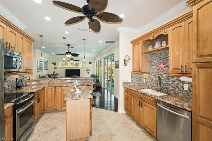 Kitchen viewed from eat in kitchen dining area