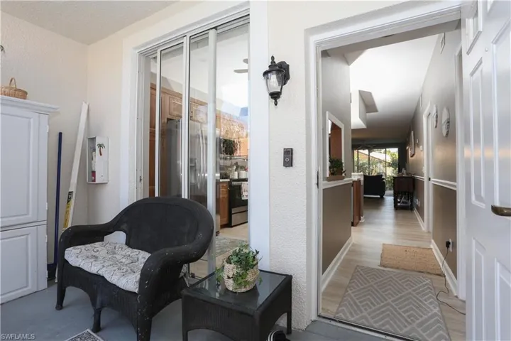 Hallway with a textured wall