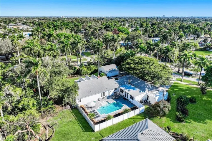 Drone / aerial view of a pool