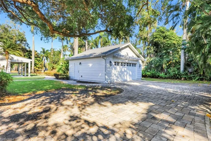 View of detached garage