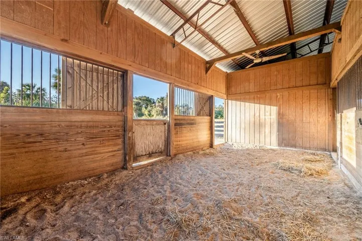 View of horse barn