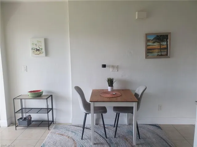 View of tiled dining space