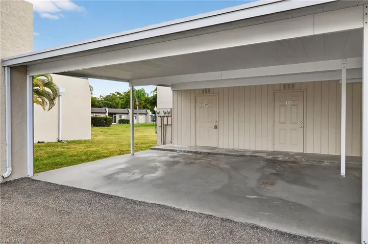 View of covered parking lot