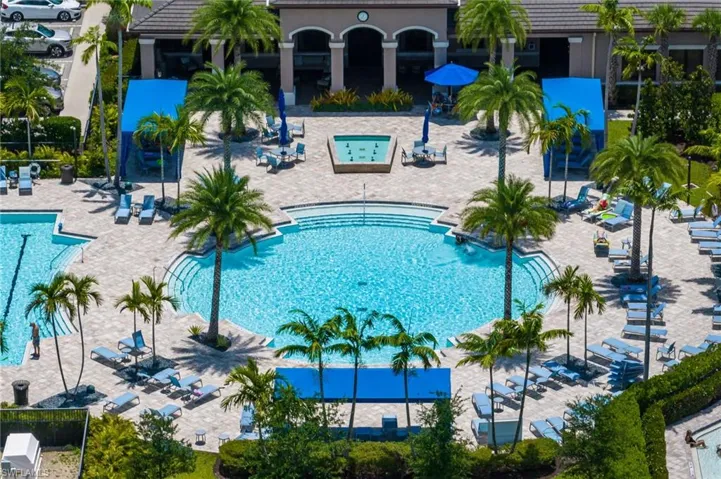 View of swimming pool with a patio