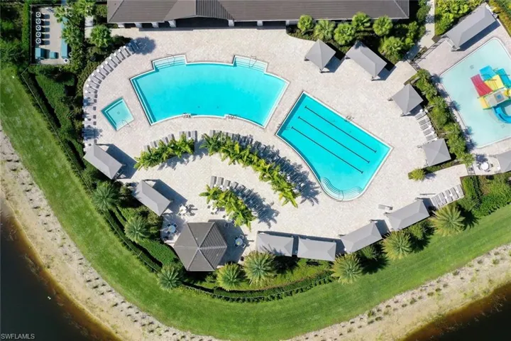 Aerial view of a pool area