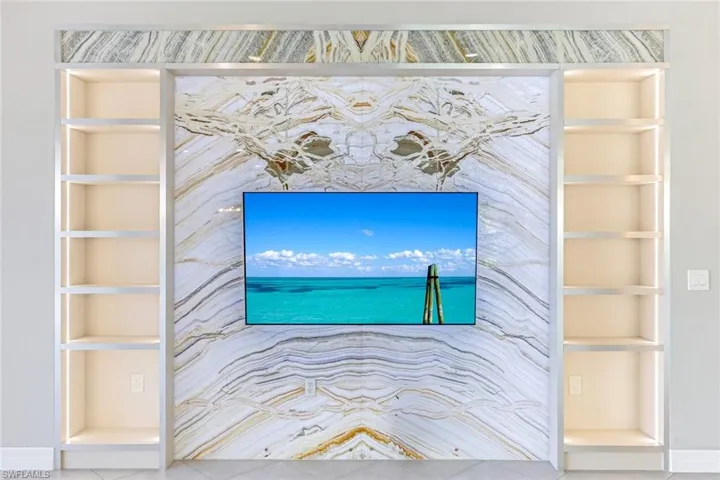 Detailed view of built in shelves