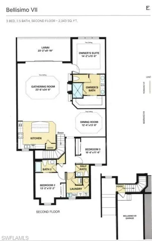 Additional Highlights Include: Upgraded oak stairs and painted risers, kitchen island kneewall cabinets, 8' interior doors, fireplace at gathering room, crown molding, all appliances, washer and dryer.