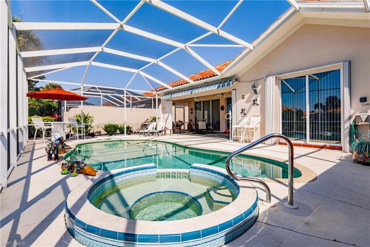 Spa area spills into the pool.