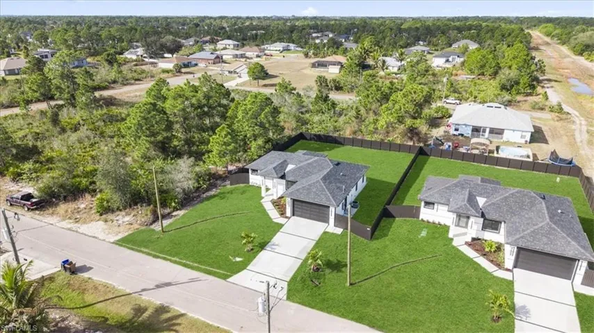 Aerial perspective of suburban area