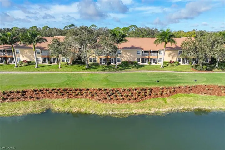 Bird's eye view of a golf course and a large body of water