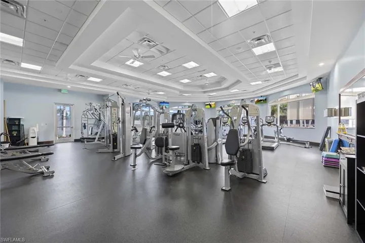 Gym featuring a drop ceiling