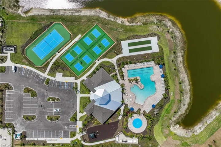 Bird's eye view of a pool area