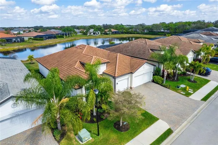 Aerial view of residential area featuring a  lake view