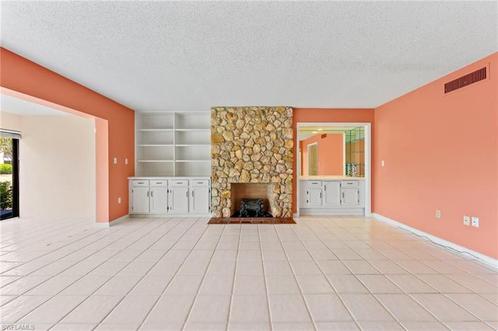 Living room fireplace is electric