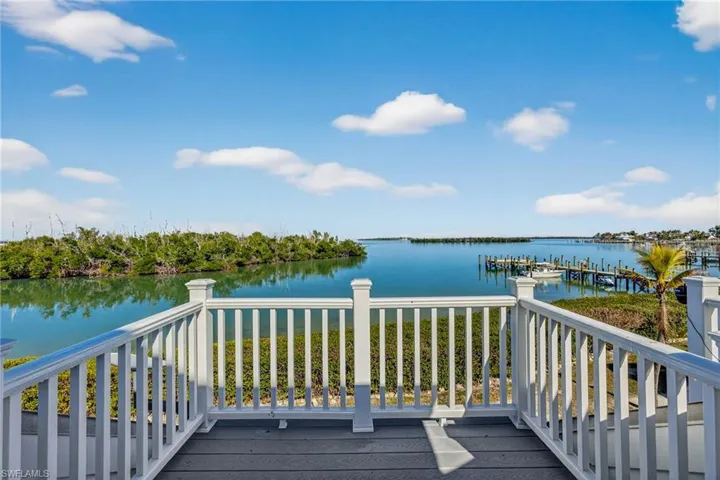 Wooden deck with a water view