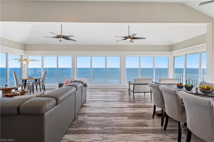 Living room with view of bay to the east.