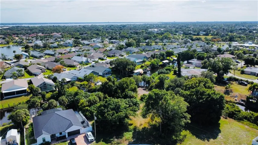 Aerial perspective of suburban area