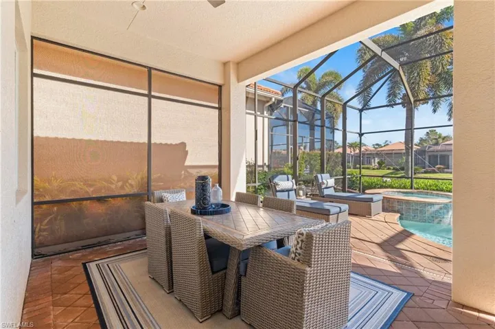 View of patio with dining and lounge space