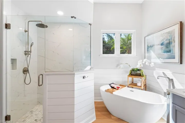 Luxuriate in spa inspired bathroom with soaking tub