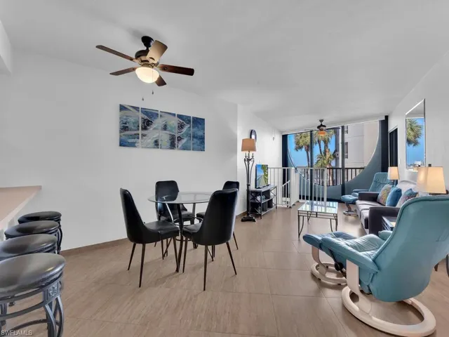 Dining area featuring ceiling fan