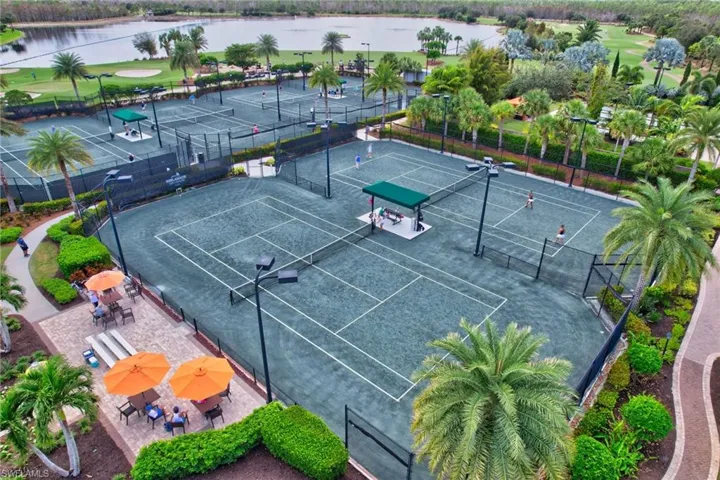 View of tennis courts