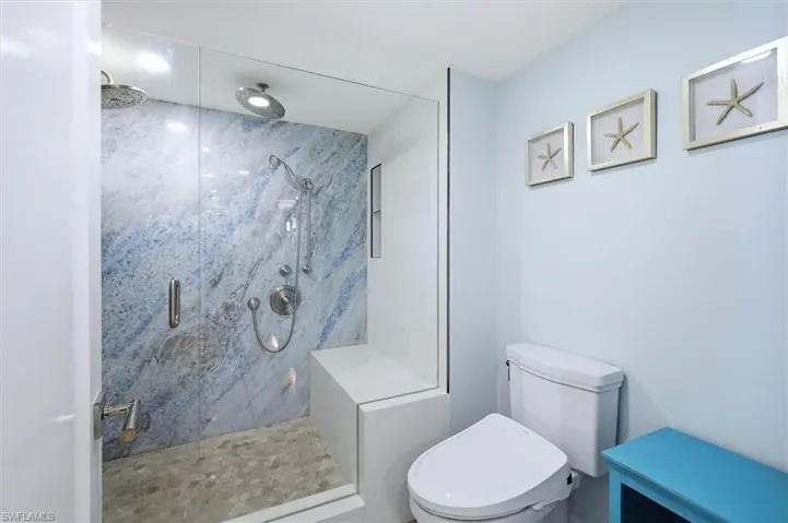 Custom granite slab in the shower