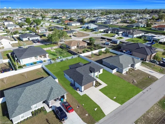Aerial perspective of suburban area