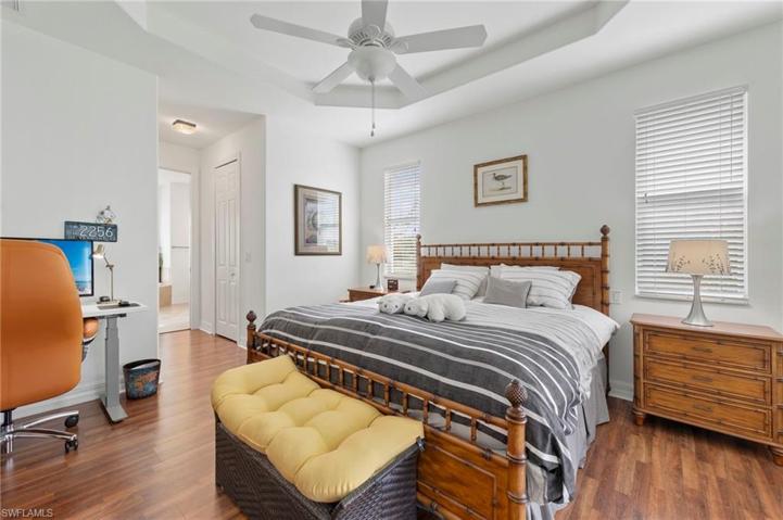 The owner's suite offers a large space with tray ceilings, dual walk in closets.