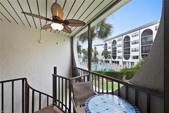 2nd floor balcony lanai with staircase to cabana level.