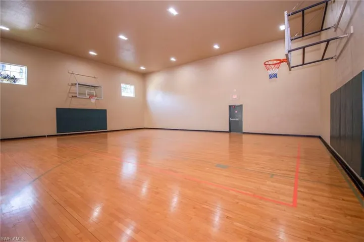 View of basketball court with a healthy amount of sunlight