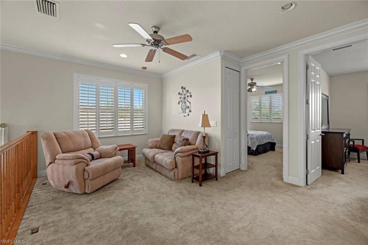 Loft area provide additional office space/play area