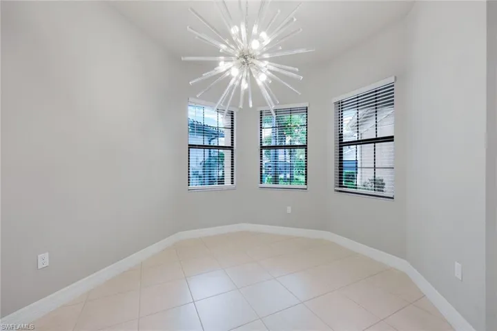 Breakfast nook with chandelier