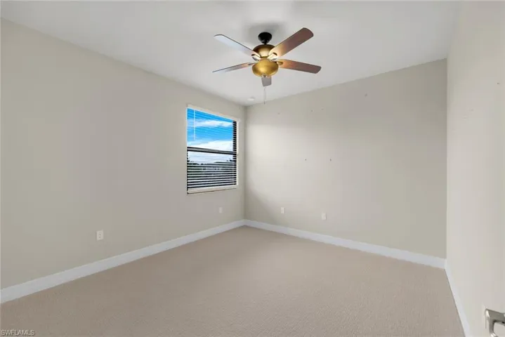 1st Bedroom Upstairs with new carpet and ceiling fan
