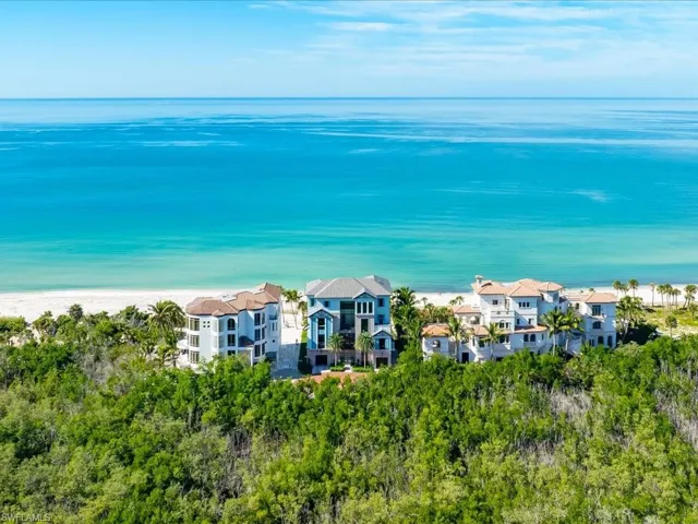 Drone / aerial view of waterfront with a beach