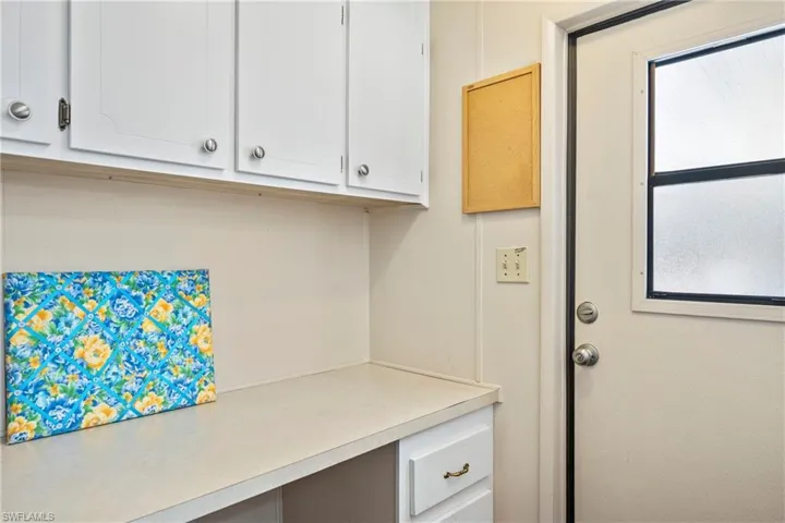 Unfurnished office with built in desk