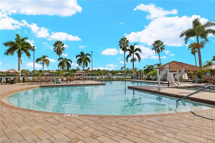 View of swimming pool with a patio