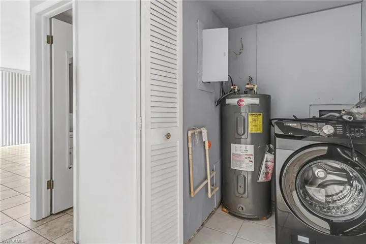 Equipped for washer and dryer - unit only has washer.