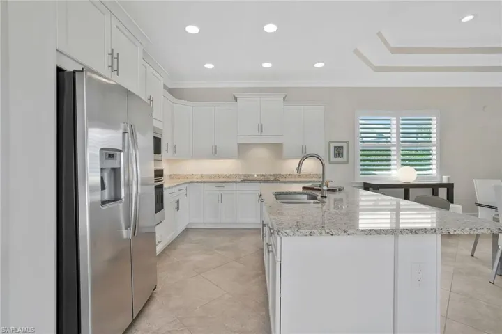 The Kitchen is set up for mingling with guests and prepping meals at the same time.