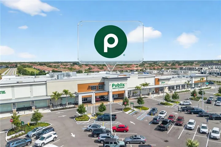 Aerial view of a commercial area