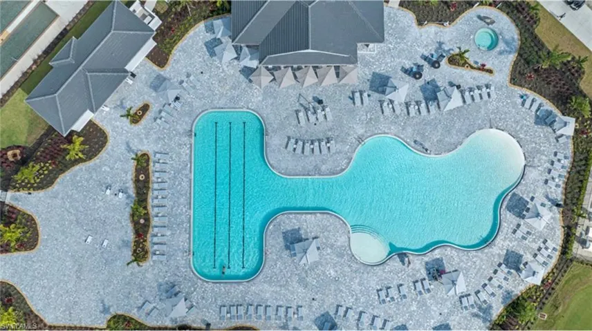 Aerial view of a pool