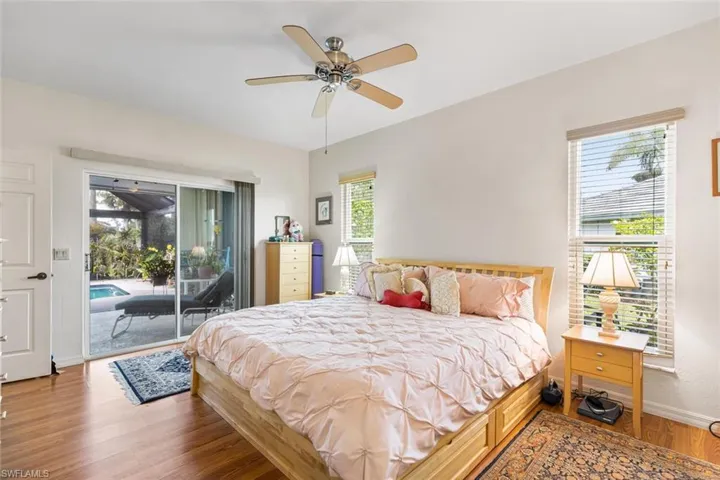 Actual Master Bedroom door looks out to pool. Very spacious.